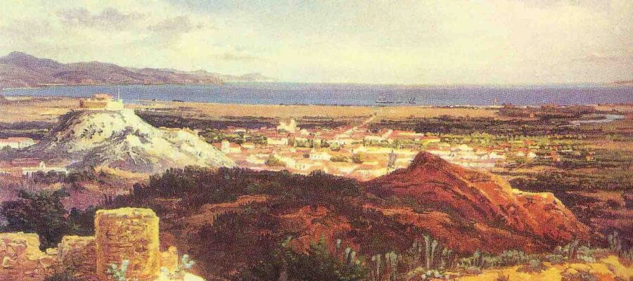 Vista de Cumaná desde el viejo castillo (1843), de Ferdinand Bellermann. Óleo sobre cartulina.
