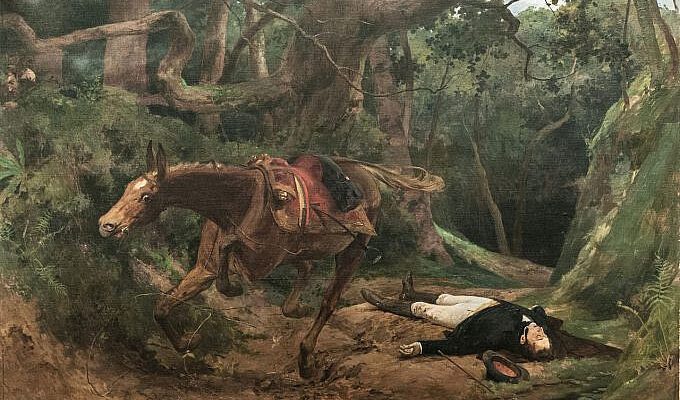 Asesinato de Antonio José de Sucre en Berruecos. 1895, cuadro de Arturo Michelena.